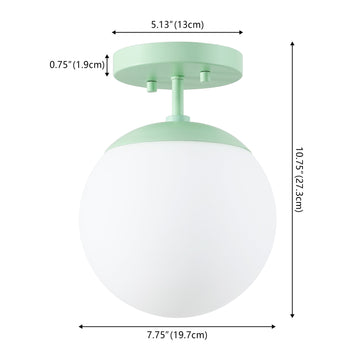 Marcel Bistro 7.75" Bohemian Farmhouse Iron/Frosted Glass LED Semi Flush Mount